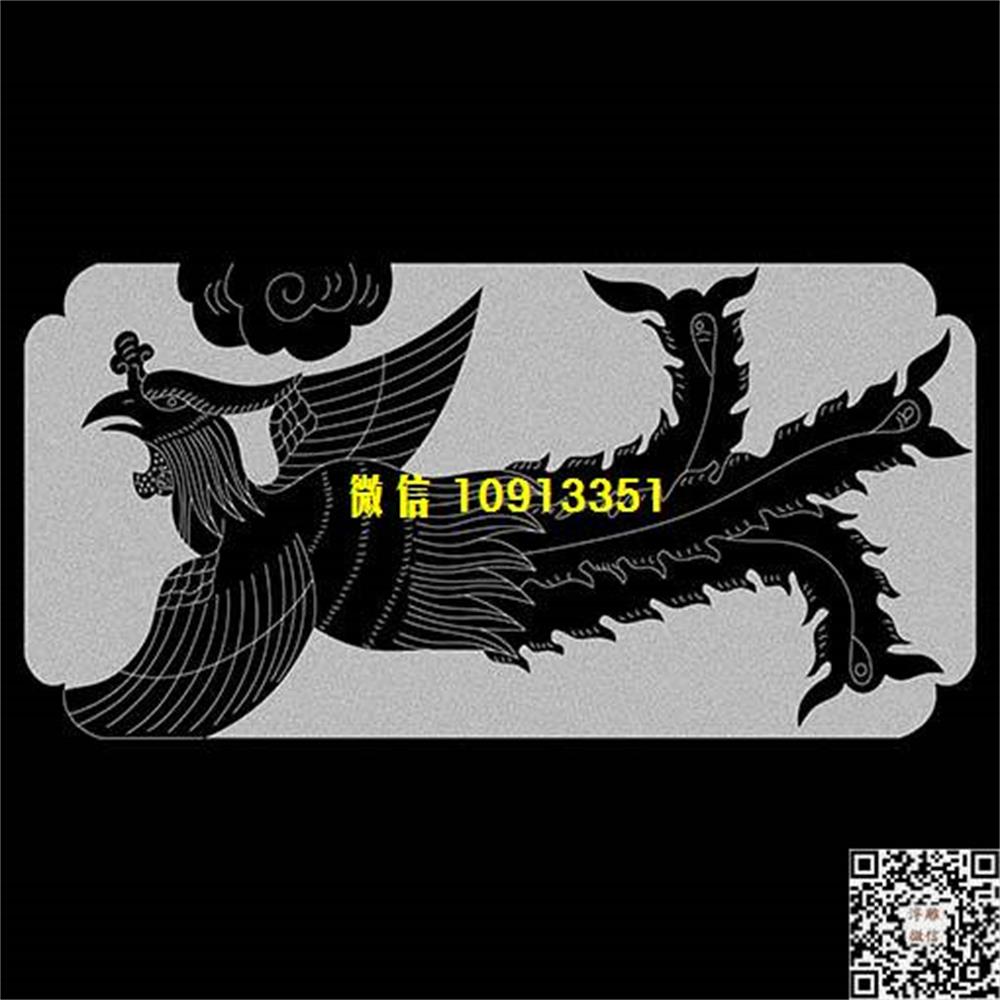 精雕图217凤凰栏板精雕图线雕图线条图单线铣底图_电脑雕刻plt文泰矢量图精雕图浮雕图